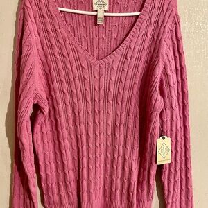 St. John's Bay Pink Cable-Knit V-Neck Sweater